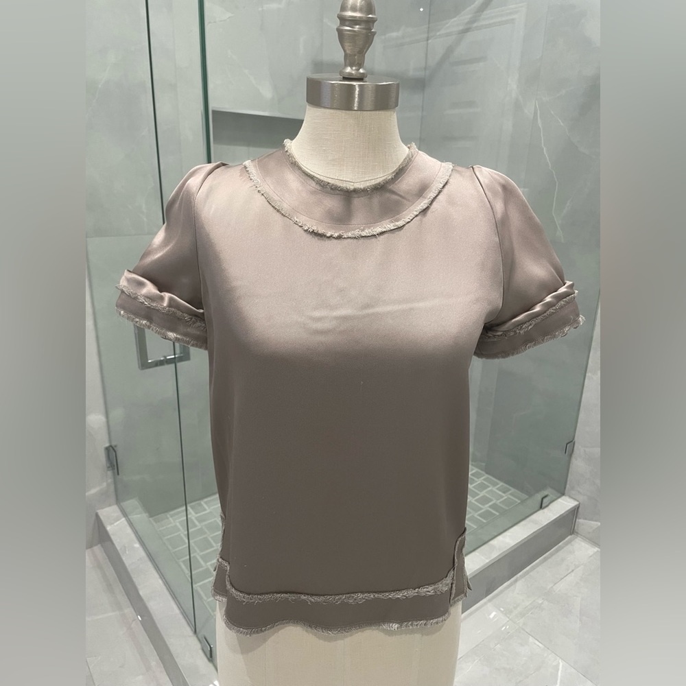 GILES DEACON BROWN SILK TOP SIZE 6